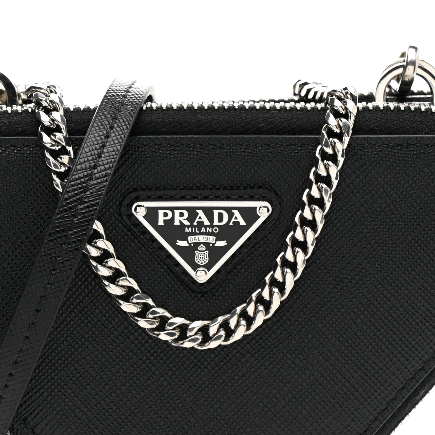 Saffiano Mini Triangle Crossbody Pouch Black