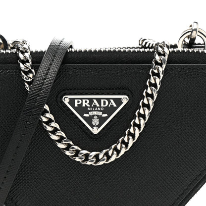Prada Saffiano Mini Triangle Crossbody Pouch Black 9 of 16
