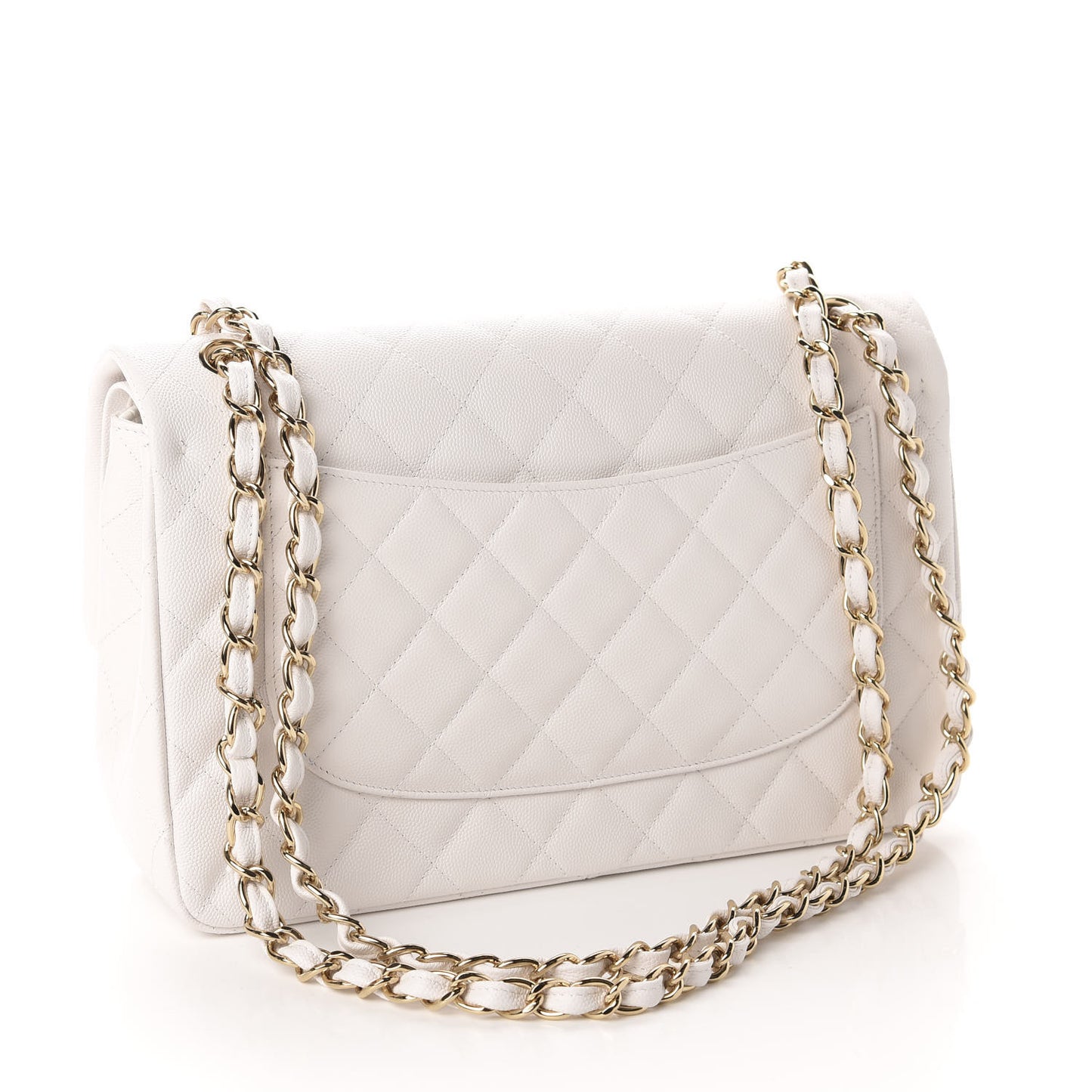 Caviar Quilted Jumbo Double Flap White