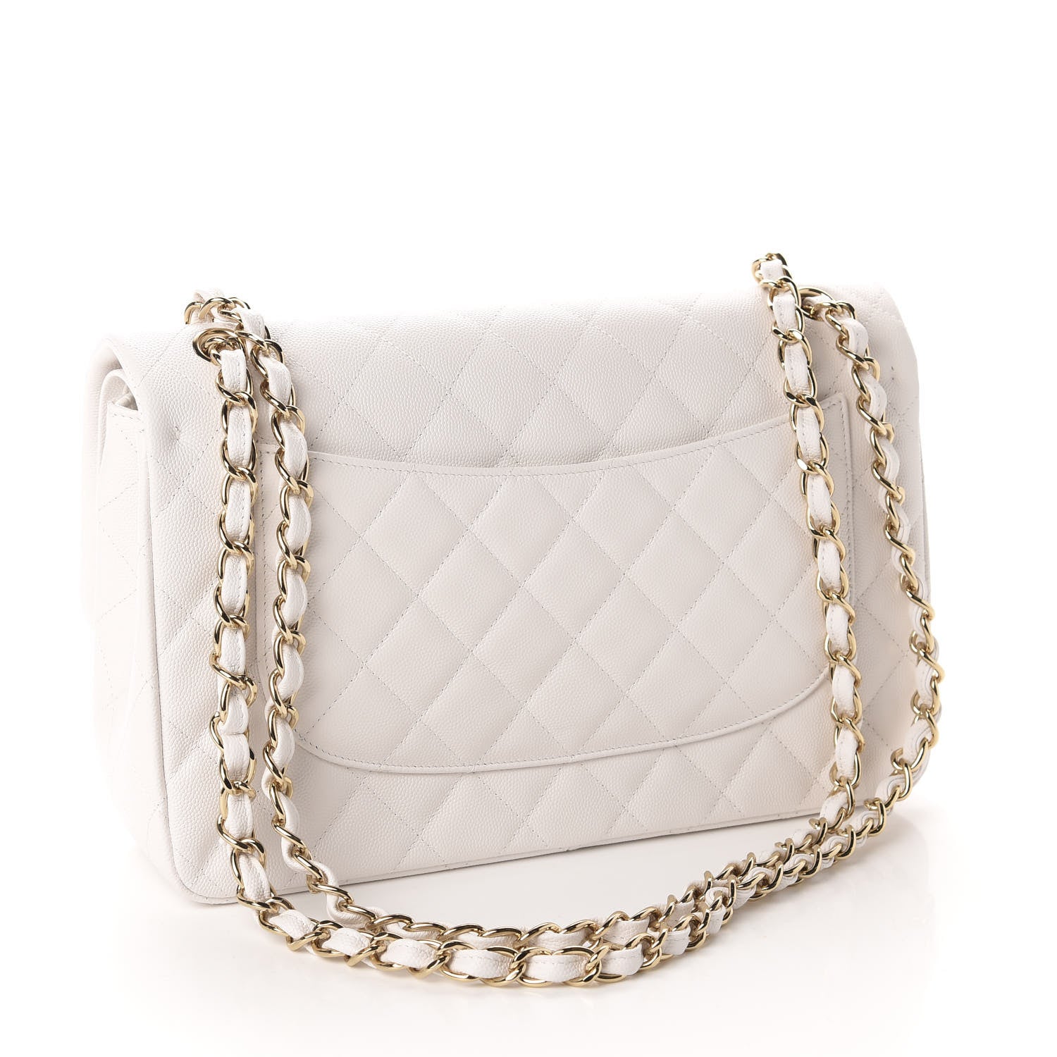 Chanel Caviar Quilted Jumbo Double Flap White 3 of 10