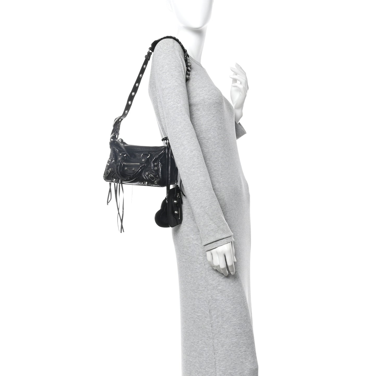 Agneau Arena Mini Le Cagole Duffle Crossbody Bag Black