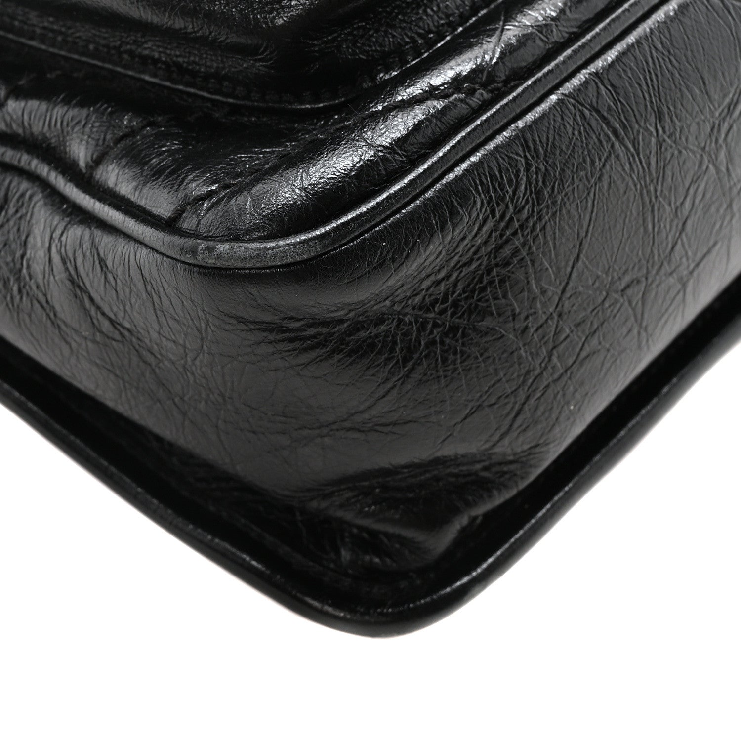 Saint Laurent Crinkled Calfskin Matelasse Monogram Medium Niki Chain Satchel Black 8 of 9