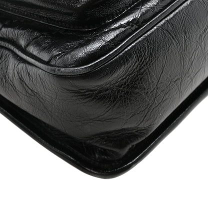 Saint Laurent Crinkled Calfskin Matelasse Monogram Medium Niki Chain Satchel Black 8 of 9