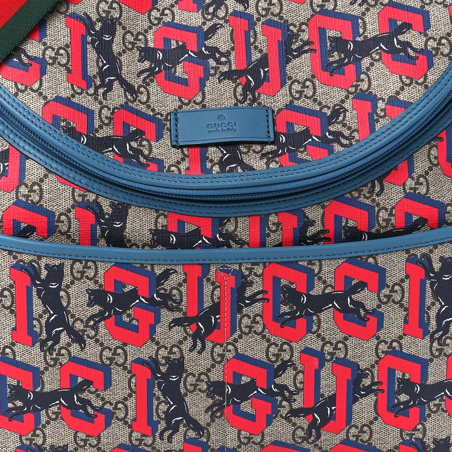 Gucci GG Supreme Monogram Gucci Wolf Diaper Bag Beige Red 11 of 14