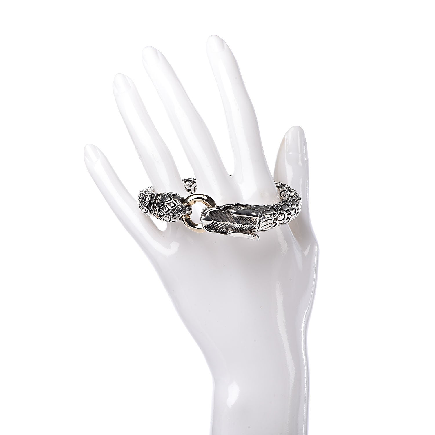 John Hardy Sterling Silver 18K Yellow Gold 10mm Naga Station Bracelet 2 of 4