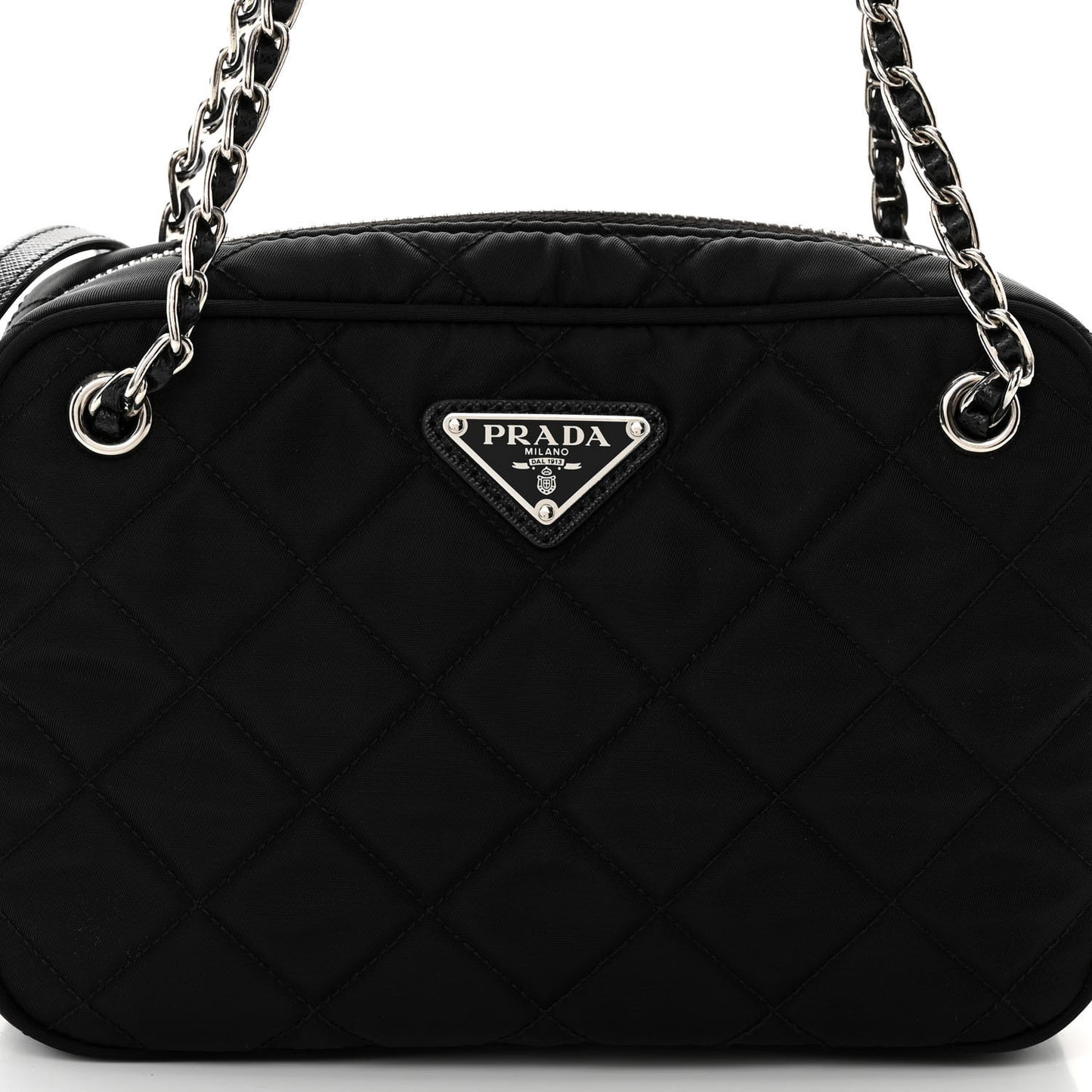 Nylon Tessuto Impuntu Quilted Bandoliera Crossbody Bag Black