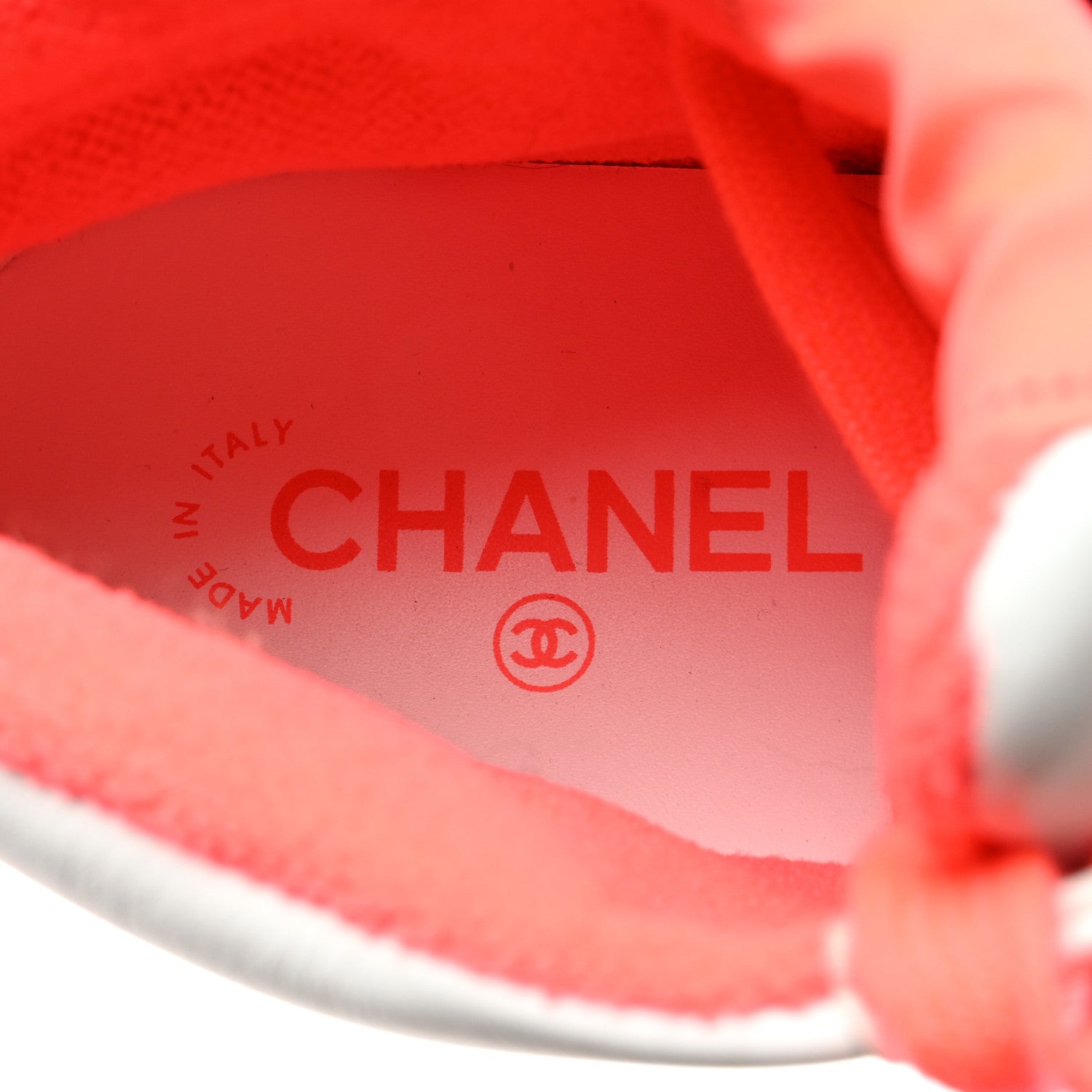 Chanel Calfskin Womens Logo High Top Sneakers 41 Orange White 7 of 11
