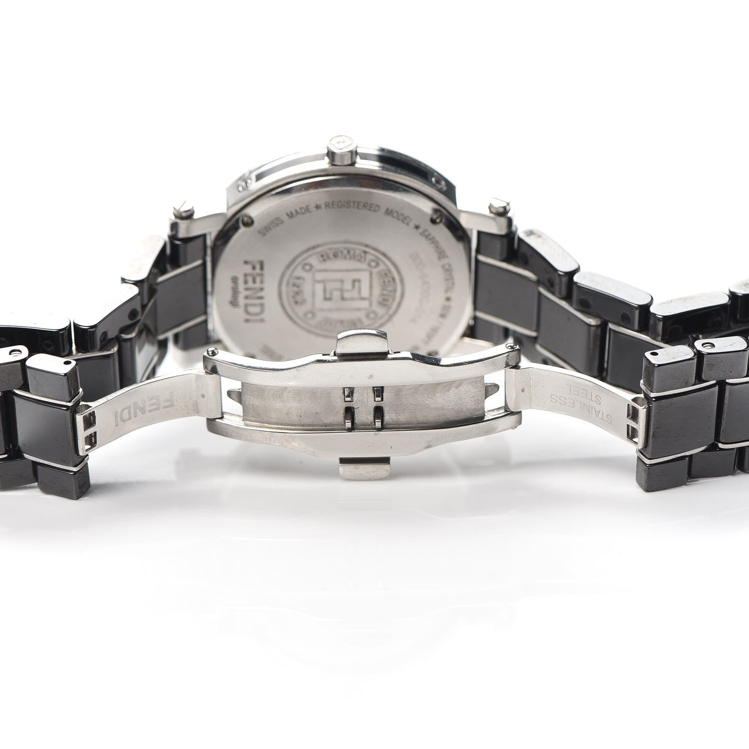 Fendi Stainless Steel Ceramic 38mm Round Quartz Watch Black 5 of 5