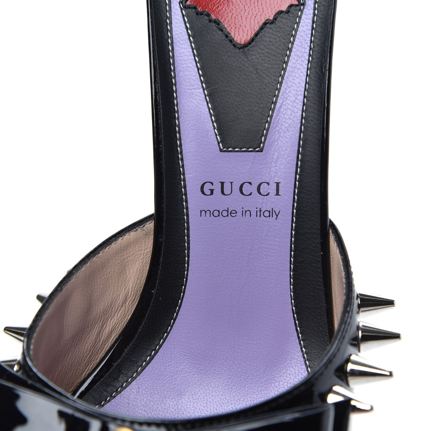 Patent GG Bow Sadie Spike Mid Heel Mules 35.5 Black