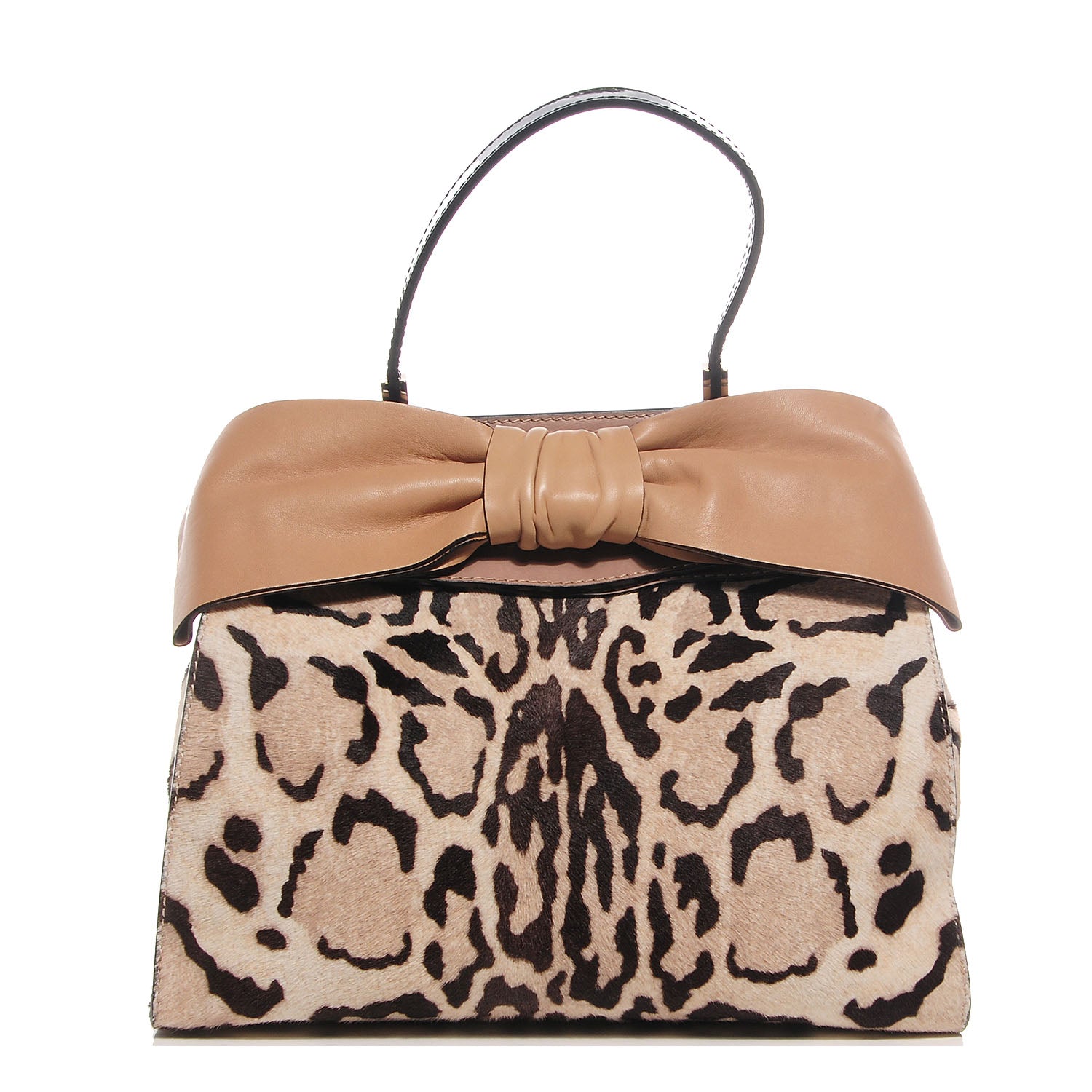 Valentino Garavani Calf Hair Leopard Print Aphrodite Bow Satchel 1 of 9