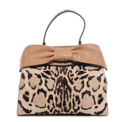 Valentino Garavani Calf Hair Leopard Print Aphrodite Bow Satchel 1 of 9