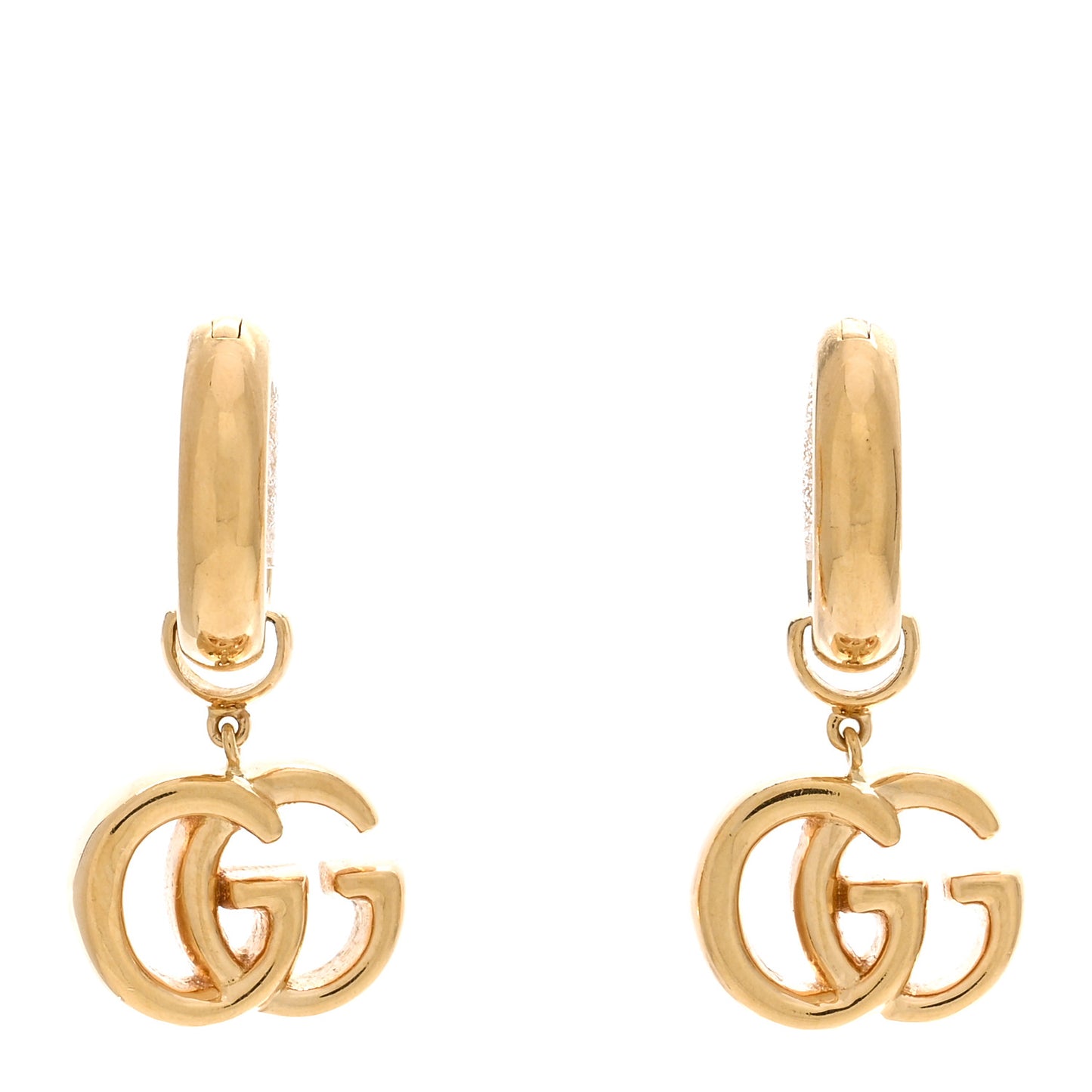 18K Yellow Gold Running G Drop Hoop Earrings