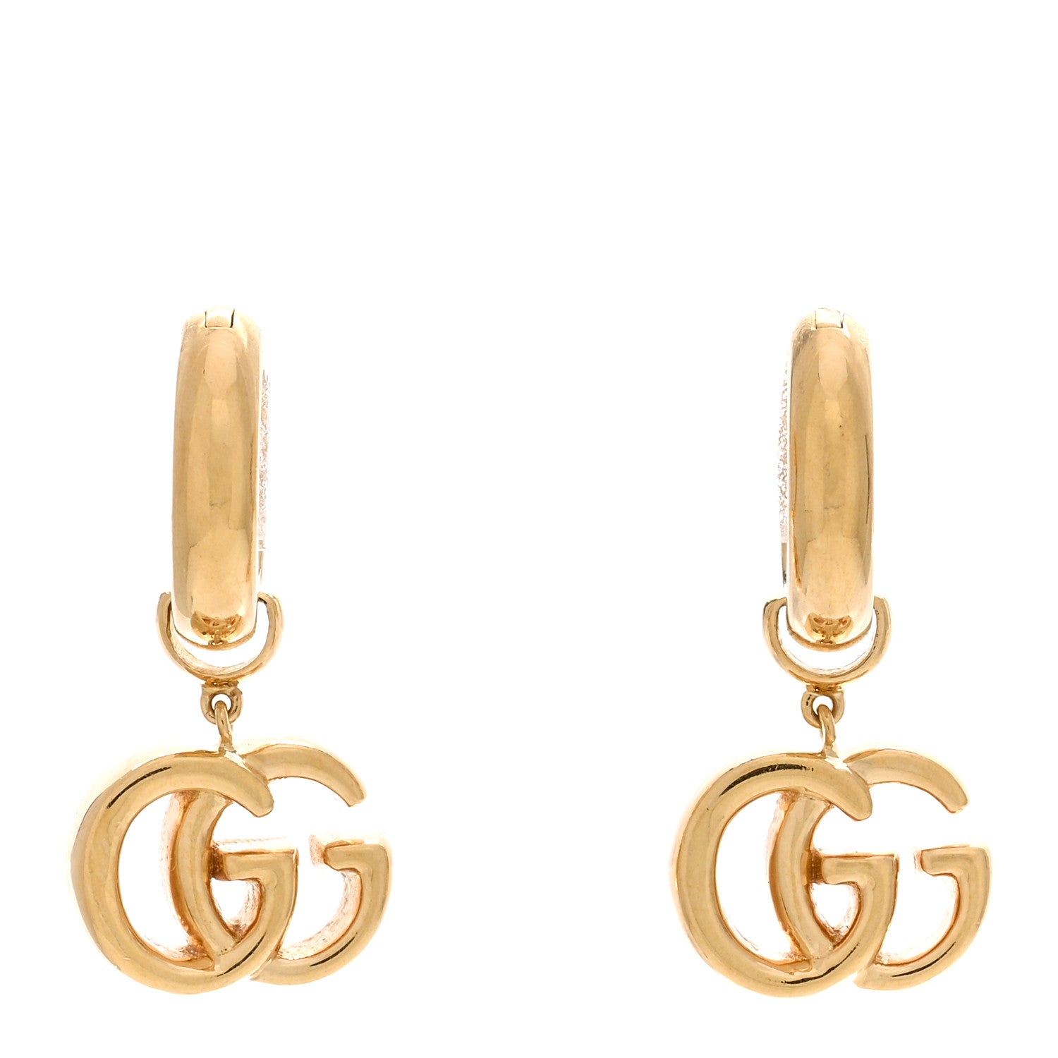 Gucci 18K Yellow Gold Running G Drop Hoop Earrings 1 of 5
