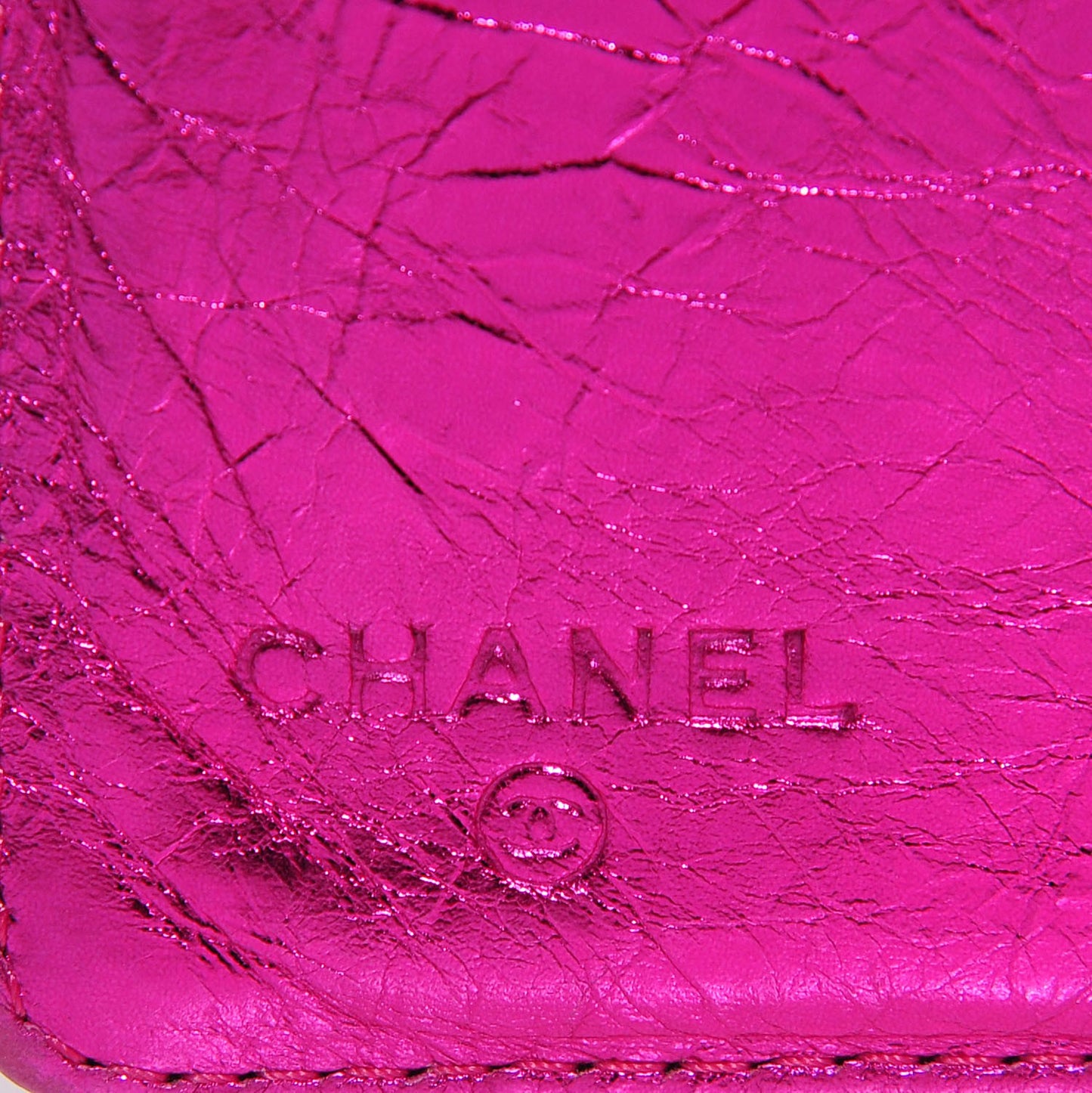 Metallic Calfskin Bow Yen Wallet Pink
