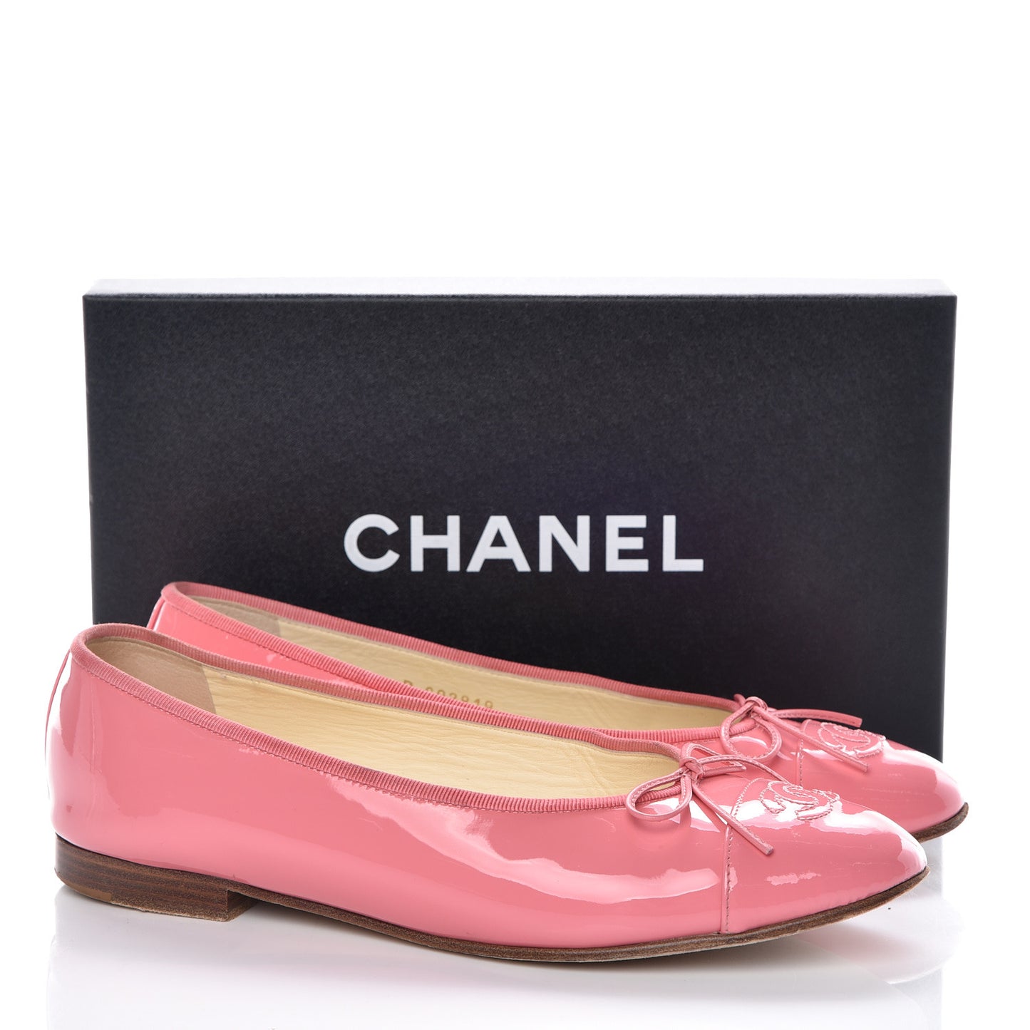 Patent CC Cap Toe Ballerina Flats 39.5 Light Pink