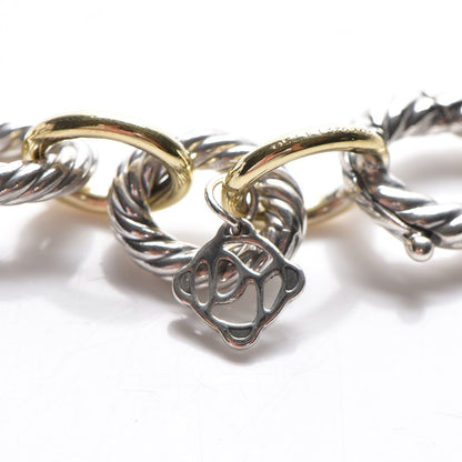 David Yurman Sterling Silver 18K Yellow Gold 10mm Medium Oval Link Bracelet 5 of 6