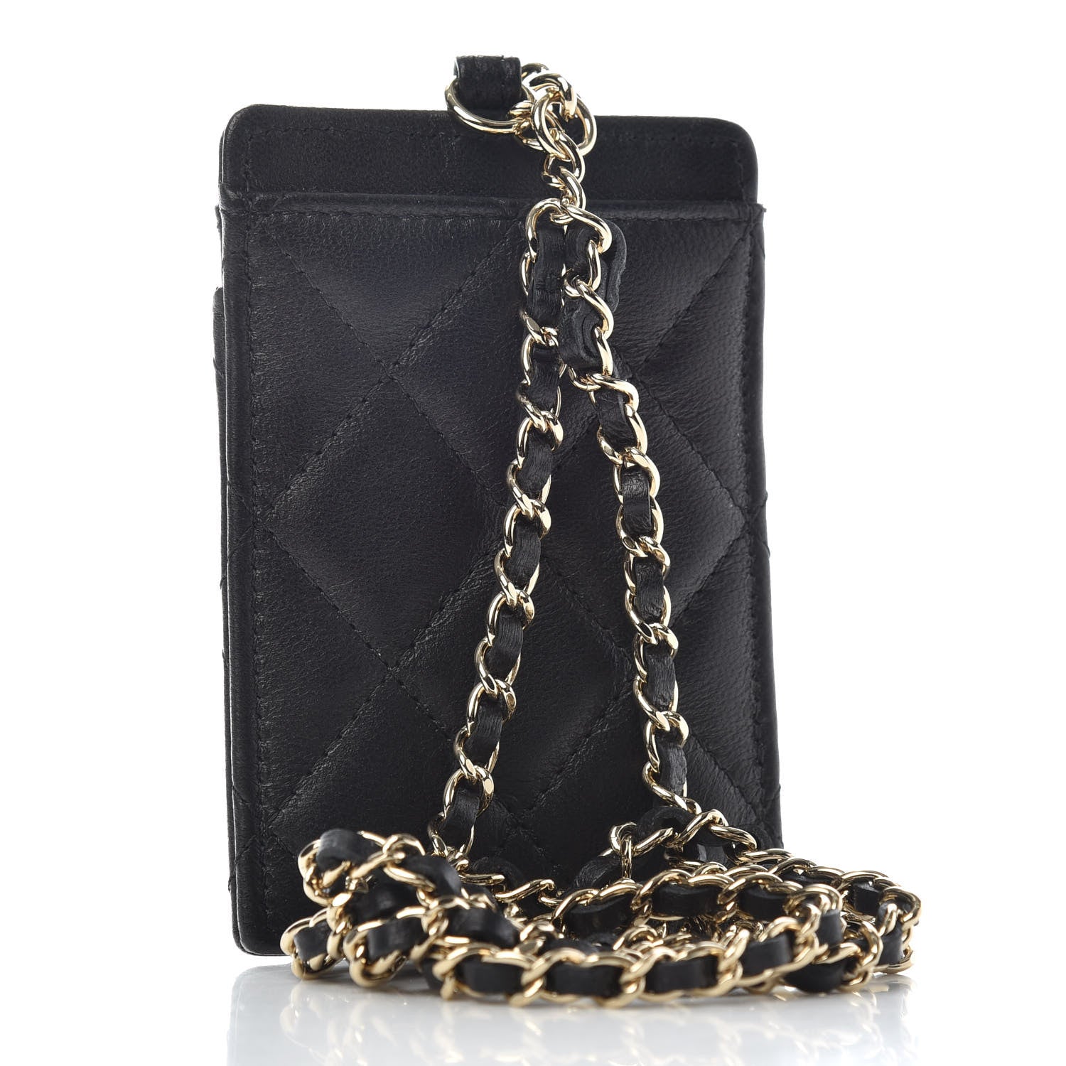 Chanel Lambskin Quilted Card Holder On Chain Black 3 of 7