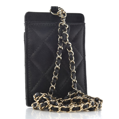 Chanel Lambskin Quilted Card Holder On Chain Black 3 of 7
