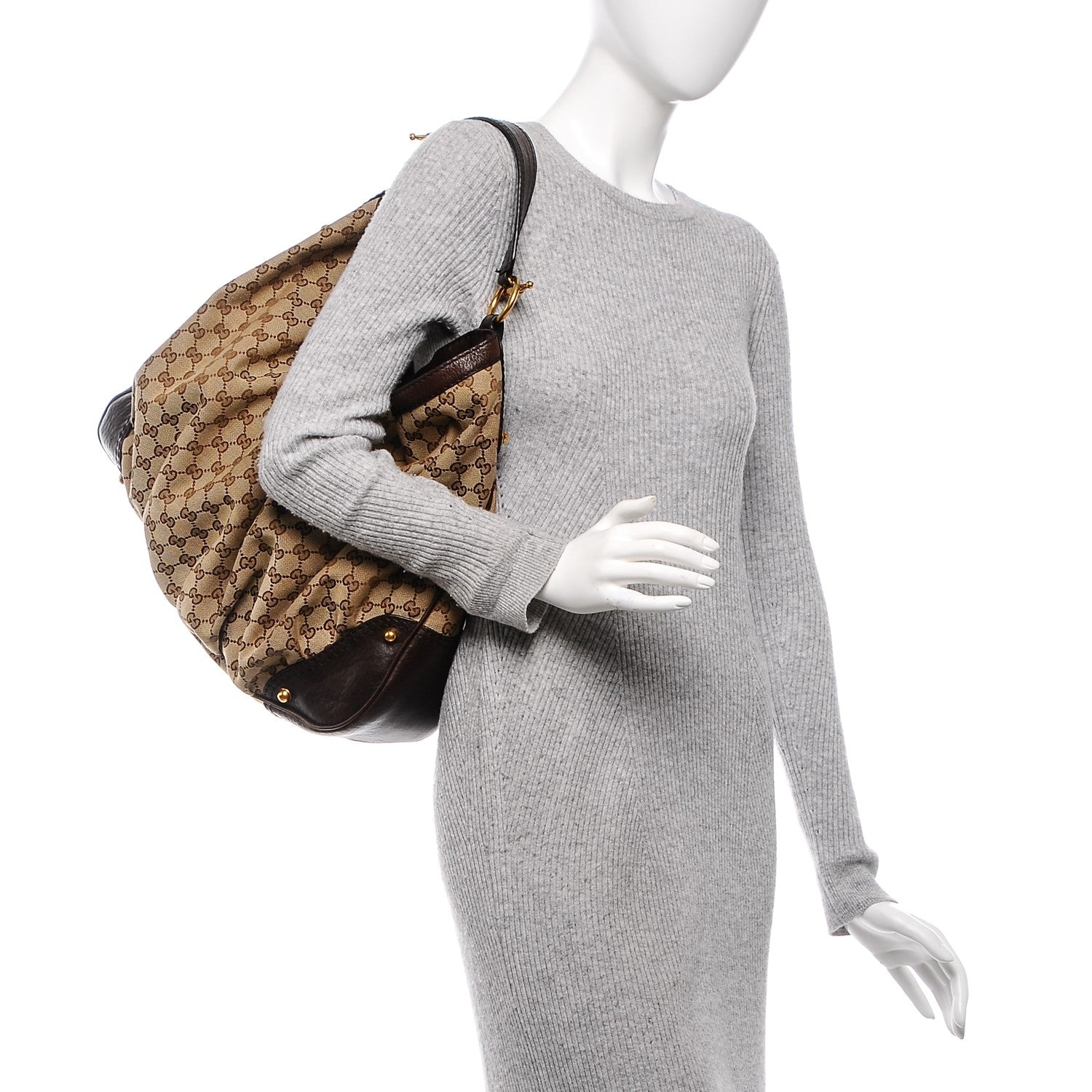 Gucci Monogram Large Jockey Hobo Dark Brown 2 of 6