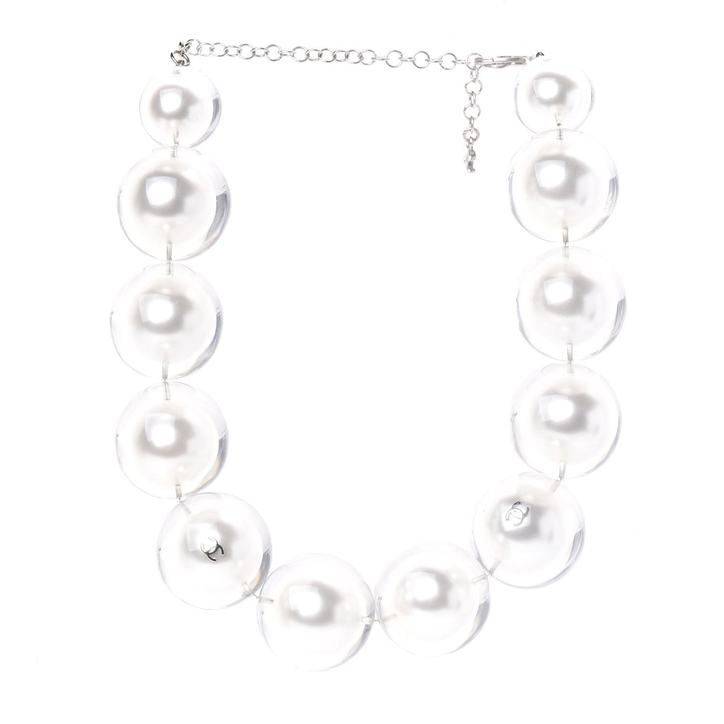 Acrylic Pearl Short Necklace Silver