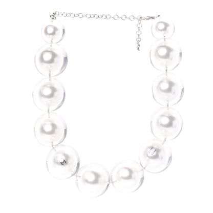 Chanel Acrylic Pearl Short Necklace Silver 2 of 5