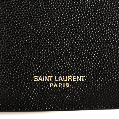 Saint Laurent Grain De Poudre Matelasse Chevron Monogram Compact Tri Fold Wallet Black 6 of 9