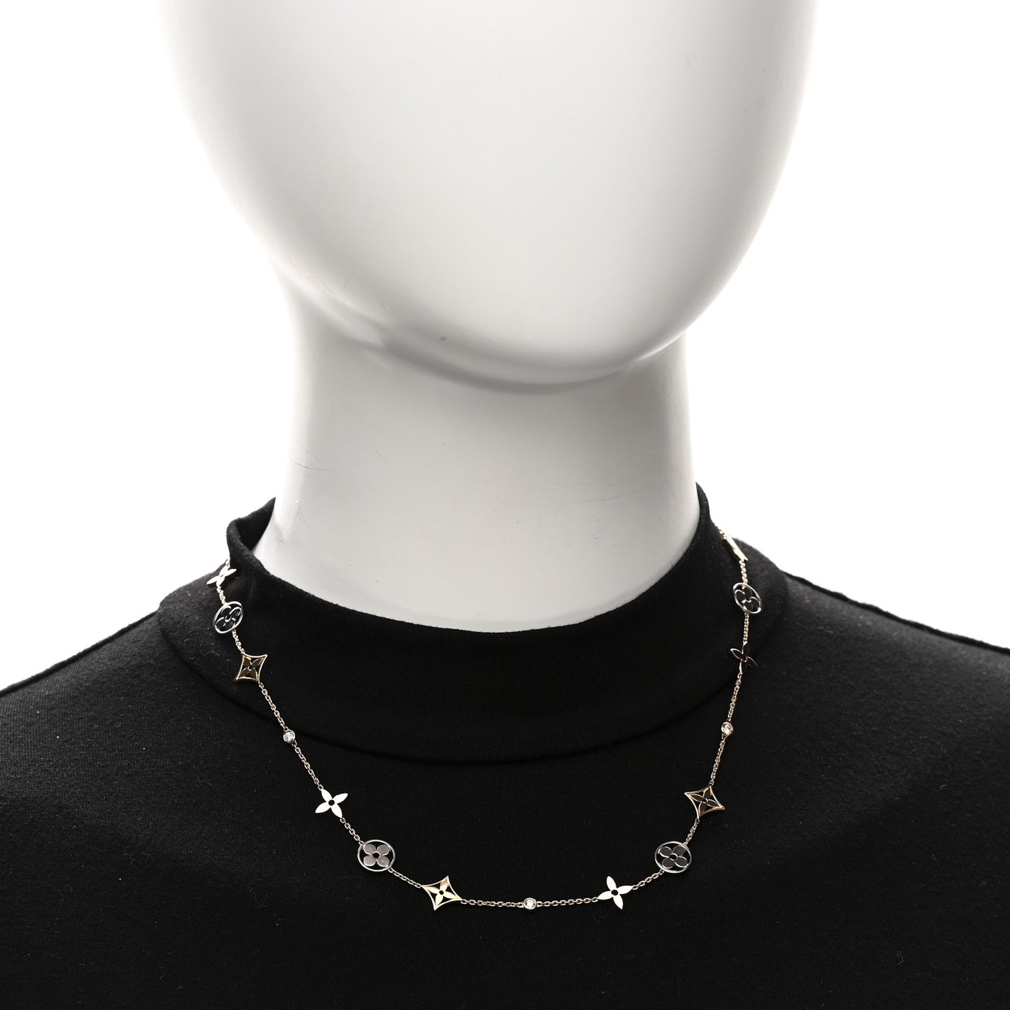 18K Yellow White Rose Gold Diamond Idylle Blossom Station Necklace