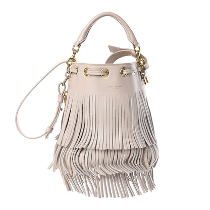 Saint Laurent Calfskin Small Emmanuelle Fringe Bucket Bag Vintage White 1 of 9