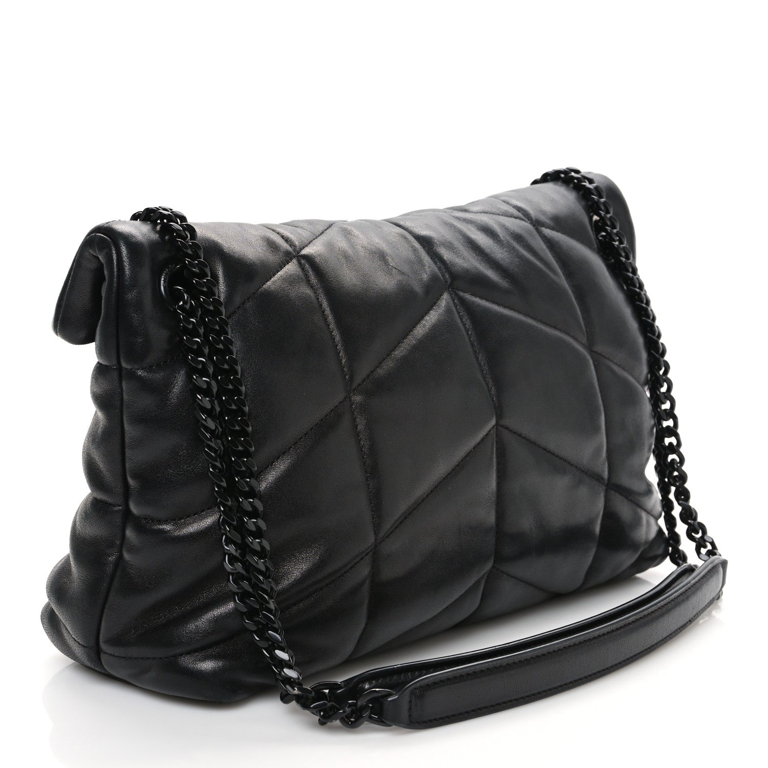 Saint Laurent Lambskin Quilted Monogram Monochrome Small Loulou Puffer Chain Satchel Black 3 of 11