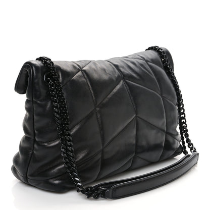 Saint Laurent Lambskin Quilted Monogram Monochrome Small Loulou Puffer Chain Satchel Black 3 of 11