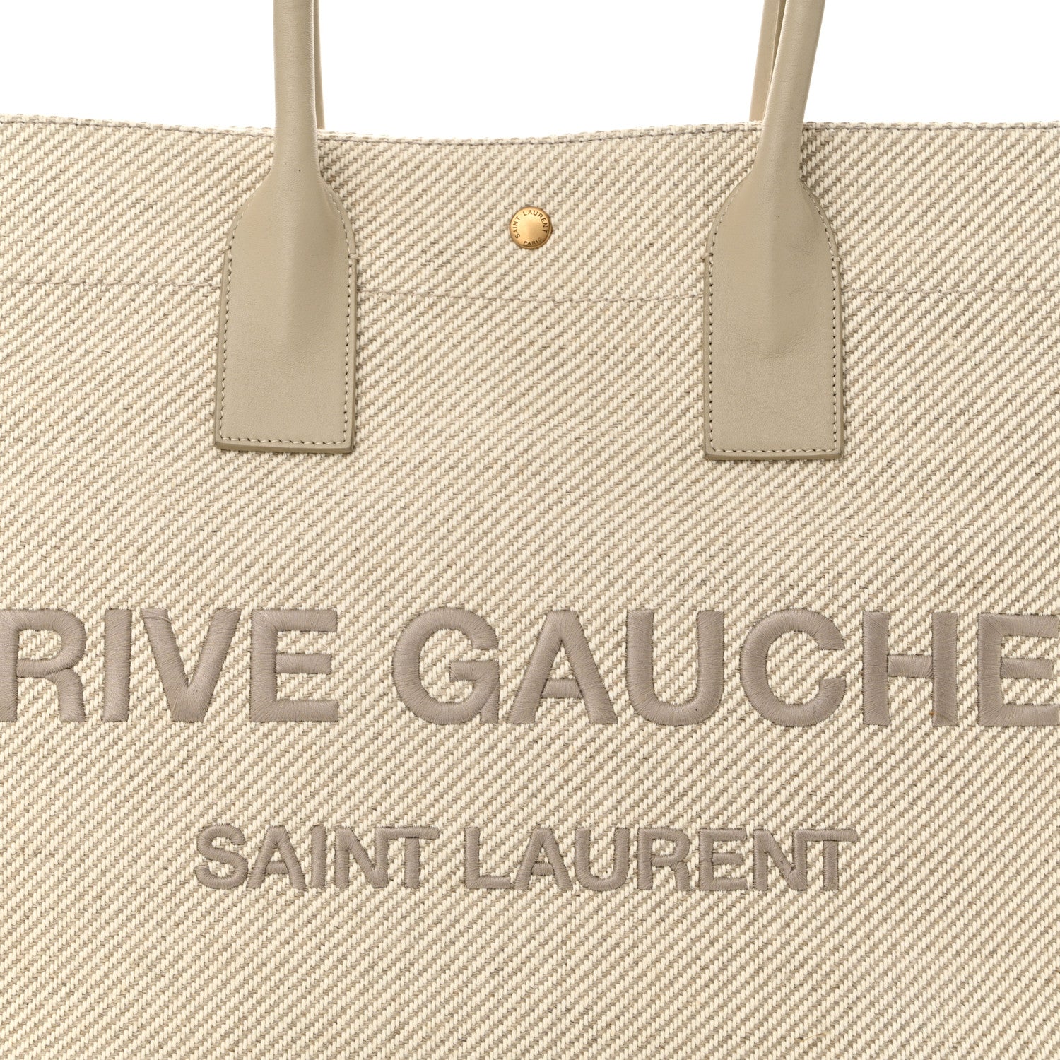 Saint Laurent Linen Calfskin Small Rive Gauche Tote Beige Sea Salt 8 of 10