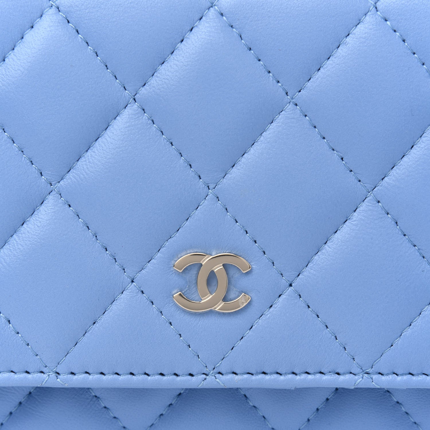 Chanel Lambskin Quilted Mini Wallet On Chain WOC Light Blue 5 of 5