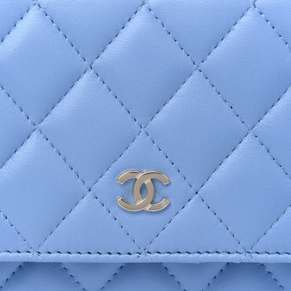 Chanel Lambskin Quilted Mini Wallet On Chain WOC Light Blue 5 of 5