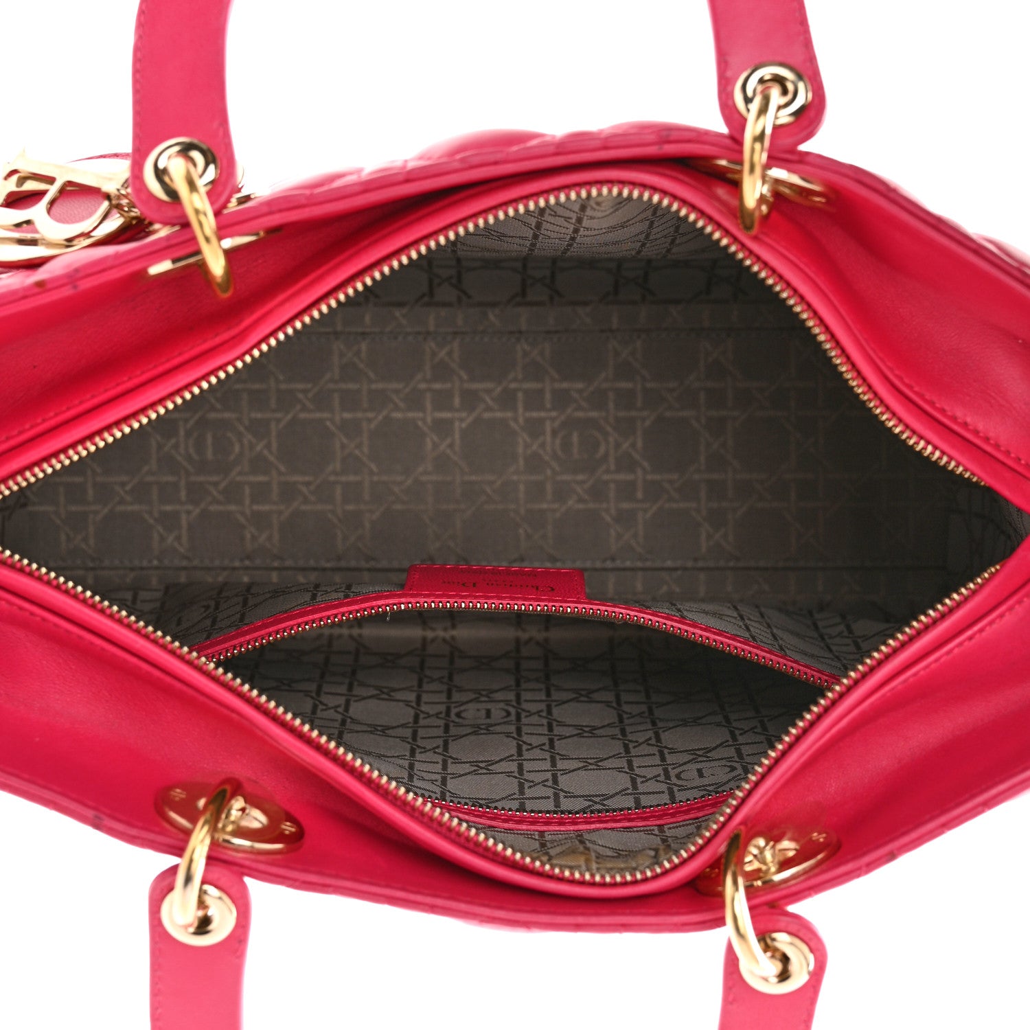 Christian Dior Lambskin Cannage Large Lady Dior Fuchsia 5 of 13