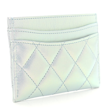 Chanel Iridescent Calfskin Quilted Card Holder Light Blue 3 of 8