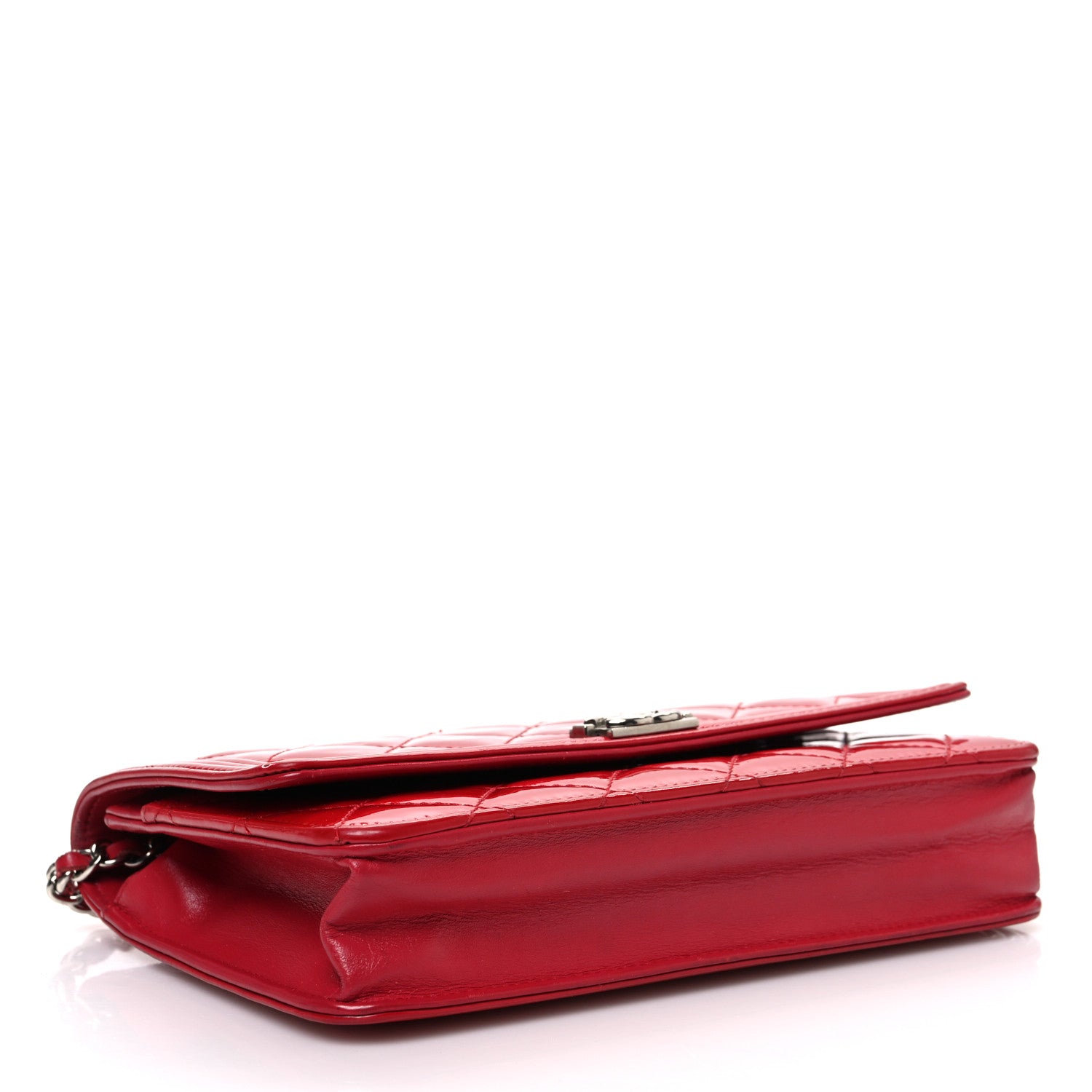 Chanel Patent Calfskin Quilted Boy Wallet On Chain WOC Red 4 of 15