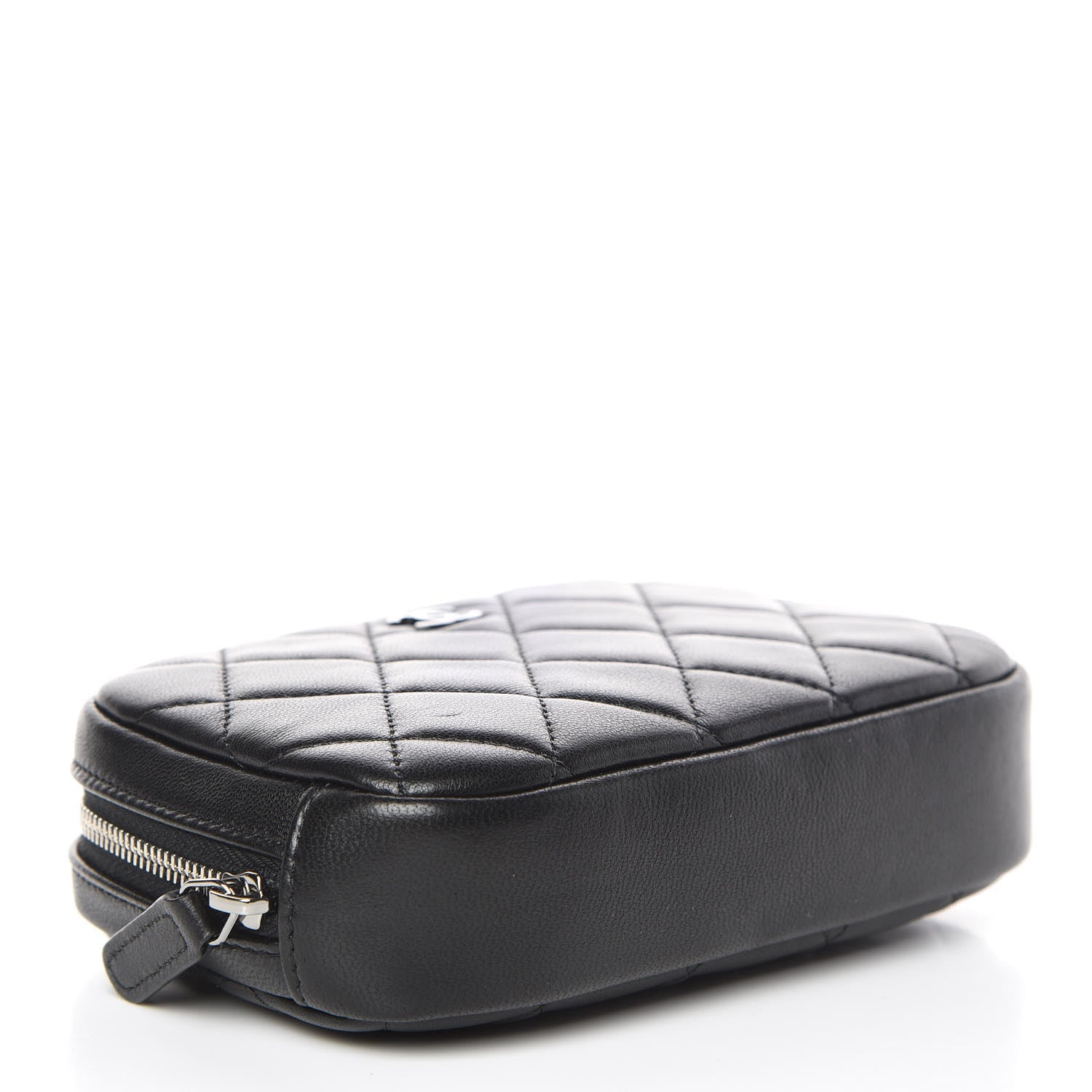 Chanel Lambskin Quilted Small Curvy Pouch Cosmetic Case Black 4 of 7
