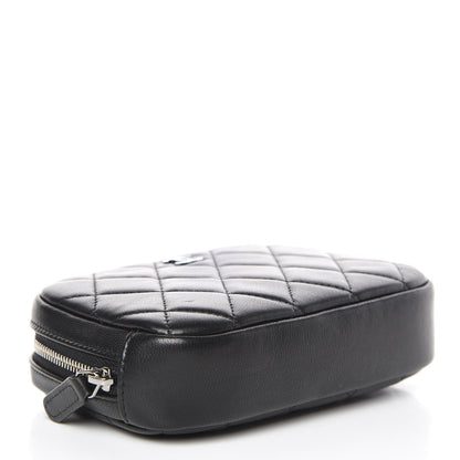 Chanel Lambskin Quilted Small Curvy Pouch Cosmetic Case Black 4 of 7