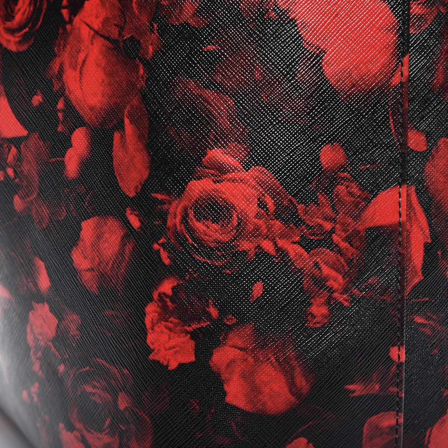 Textured Coated Canvas Floral Print Large Antigona Tote Black Red