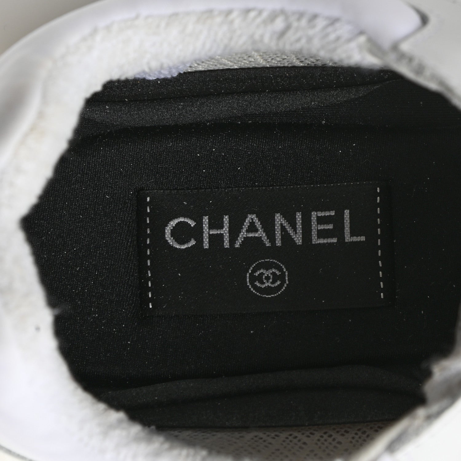 Chanel Calfskin Mesh Lycra Womens Logo Sneakers 40.5 White 7 of 8