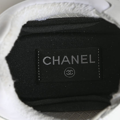 Chanel Calfskin Mesh Lycra Womens Logo Sneakers 40.5 White 7 of 8