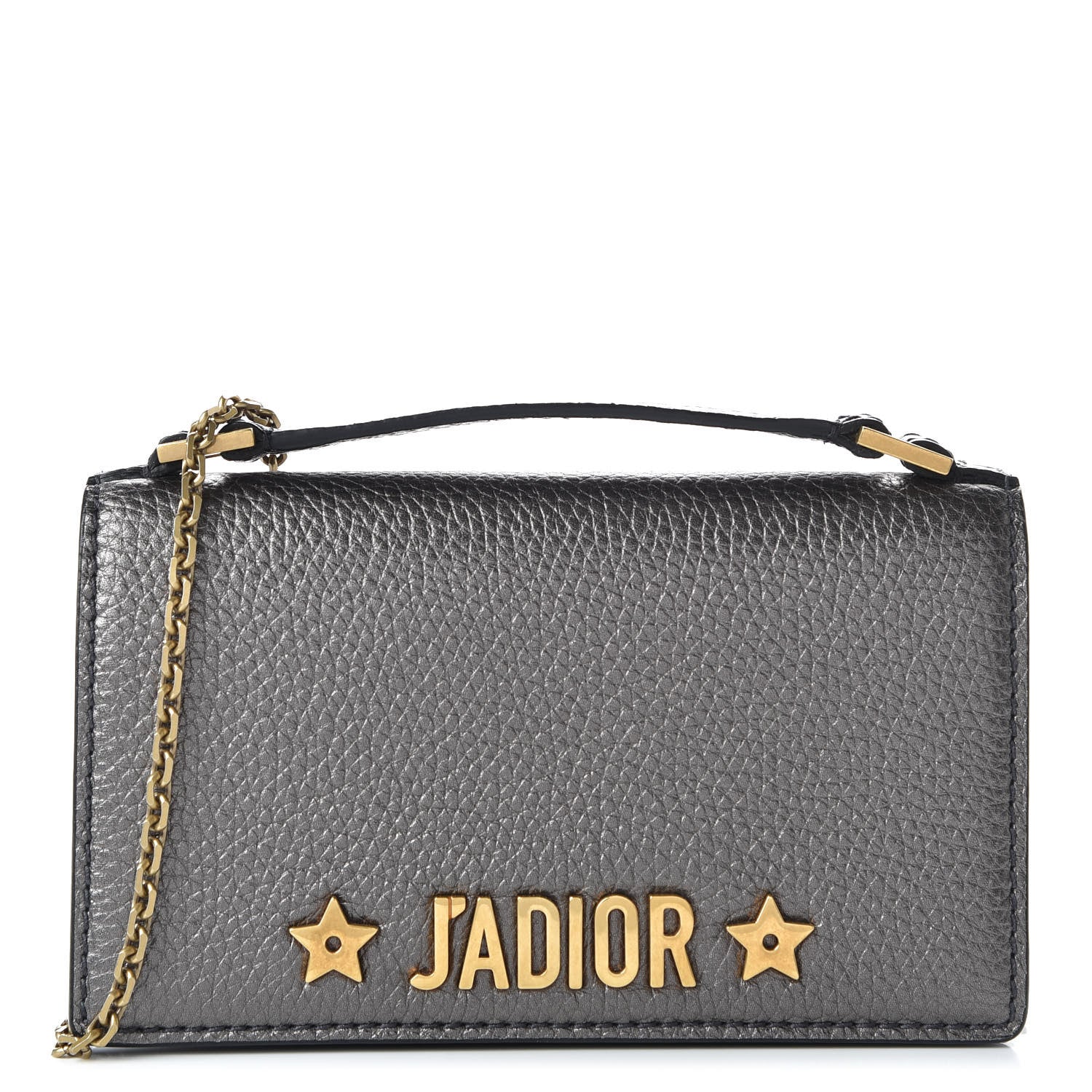 Christian Dior Metallic Grained Calfskin J'Adior Clutch Gunmetal 1 of 10