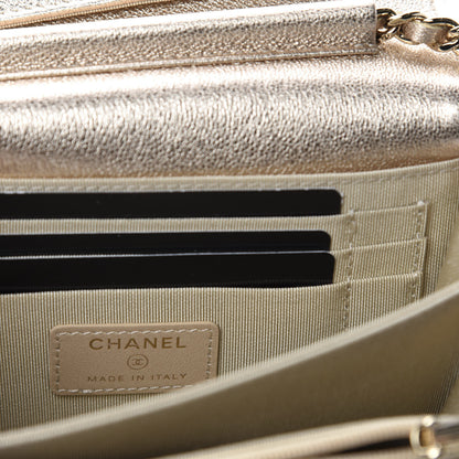 Chanel Metallic Lambskin Quilted Mini Wallet On Chain WOC Gold 8 of 11