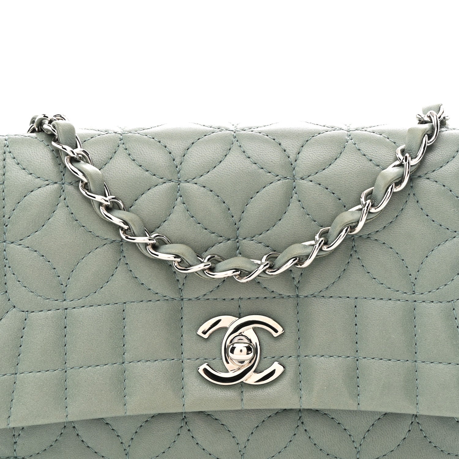 Chanel Lambskin Quilted Lady Graphic Flap Green 8 of 11