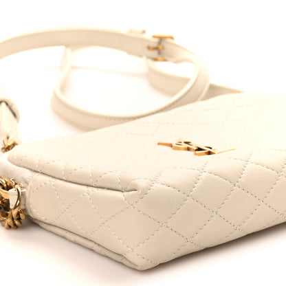 Saint Laurent Lambskin Quilted Gaby Zipped Pouch Crema Soft 8 of 9