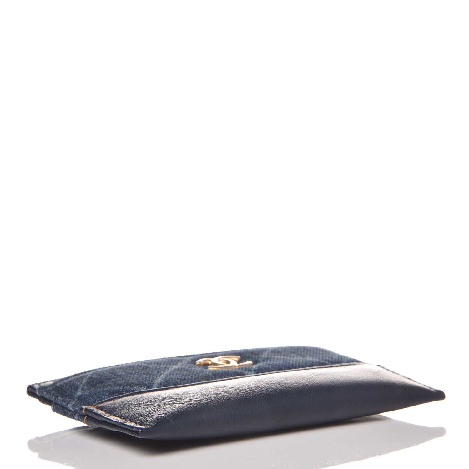 Chanel Denim Aged Calfskin Quilted Gabrielle Card Holder Blue 4 of 8