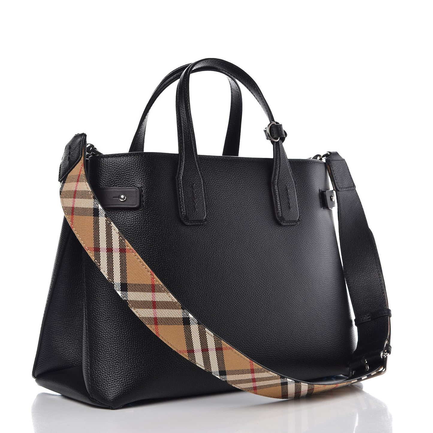 Derby Calfskin House Check Medium Banner Tote Black