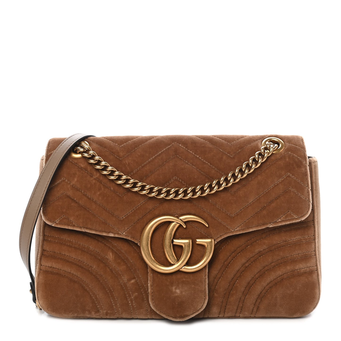 Velvet Matelasse Medium GG Marmont Shoulder Bag Taupe