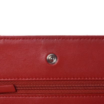 Chanel Lambskin Quilted Wallet On Chain WOC Red Pink 9 of 12