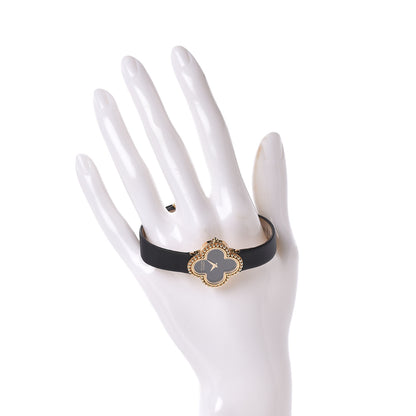 Van Cleef & Arpels 18K Yellow Gold Satin Onyx 26mm Alhambra Quartz Watch 2 of 7